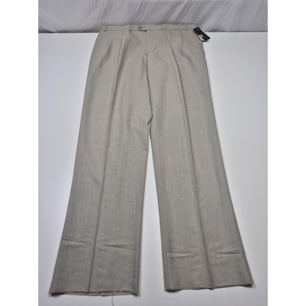 Carlo Mandrone Dress Pants Mens 42x36 Beige Wool Pleated Straight Unhemmed NWT